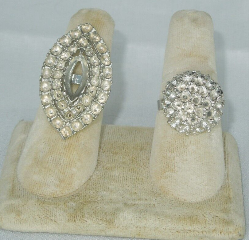 2 Ring Blanks Settings Cabochon Adjustable silver Plated Brass NEW 88U