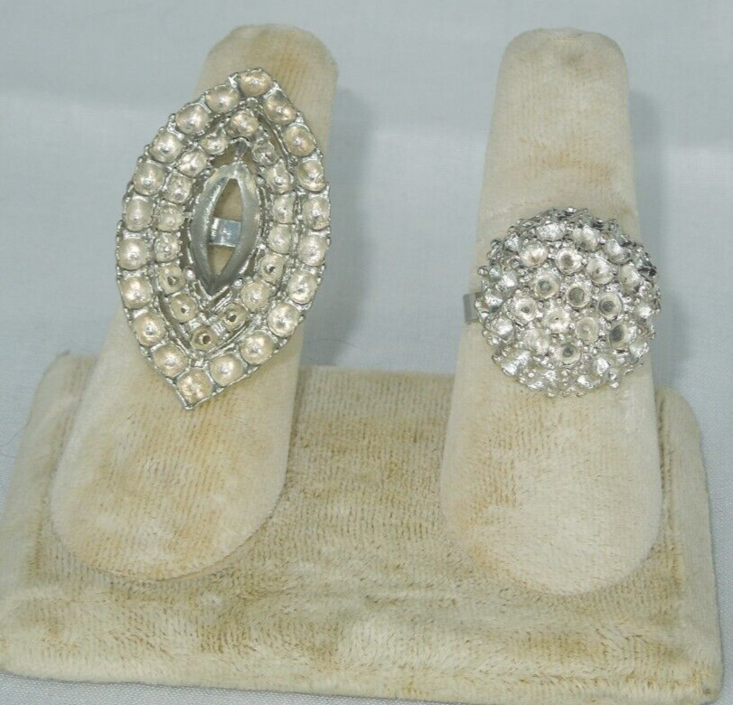 2 Ring Blanks Settings Cabochon Adjustable silver Plated Brass NEW 88V