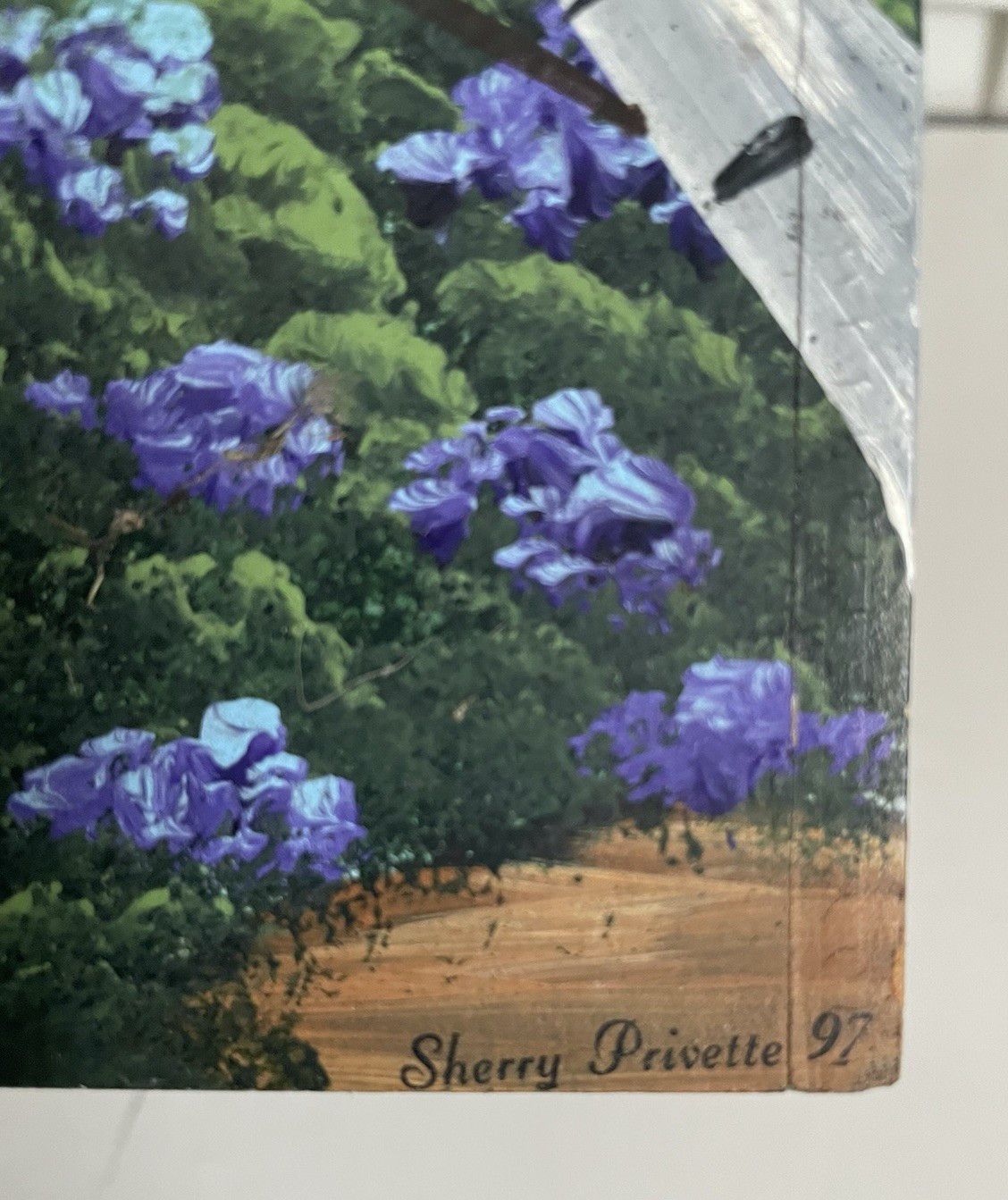 Vtg Hand Painted Birdhouse Copper Roof Polly's Perch similar 'The Art Dept' 1996