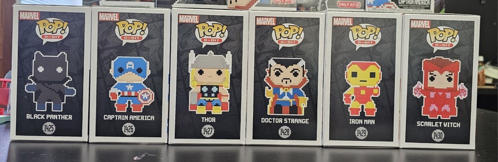 Funko Pop! Marvel - 8-BIT COMPLETE SET (PANTER,CAPTAIN,IRONMAN,SCARLET,DR,THOR)