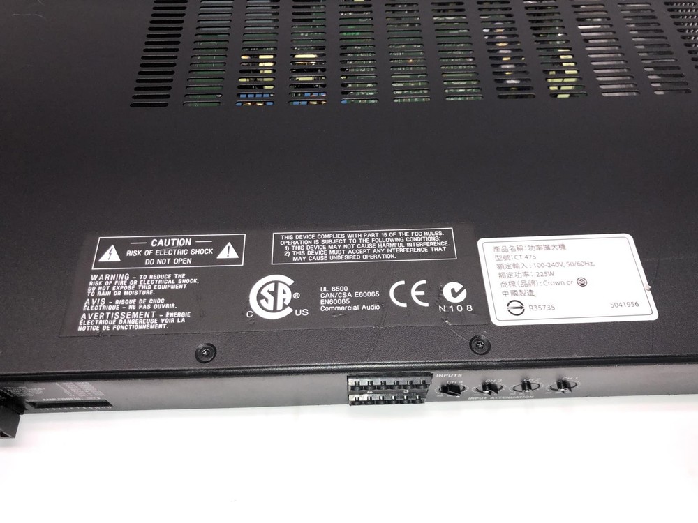 Crown CT 475 Drivecore 4-Channel 75W Power Amplifier