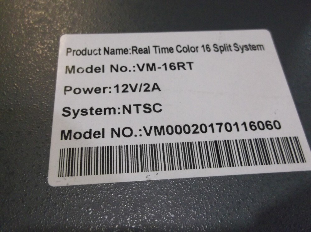 REAL TIME VM-16RT VM00020170116060 COLOR 16 SPLIT SYSTEM (D7)