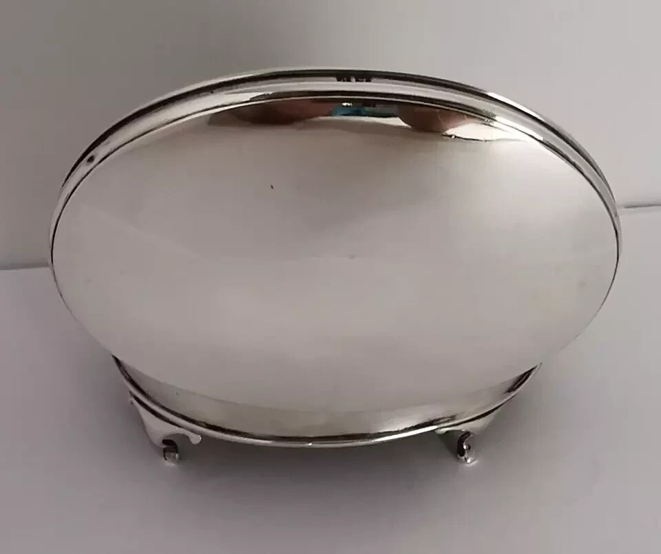Antique Solid Silver Jewellery Box - Birm. 1914