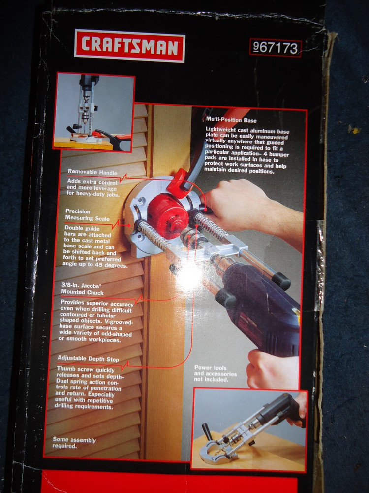 Craftsman 967173 Drill Guide 0-45" Removable Handle New Missing Key & Handle