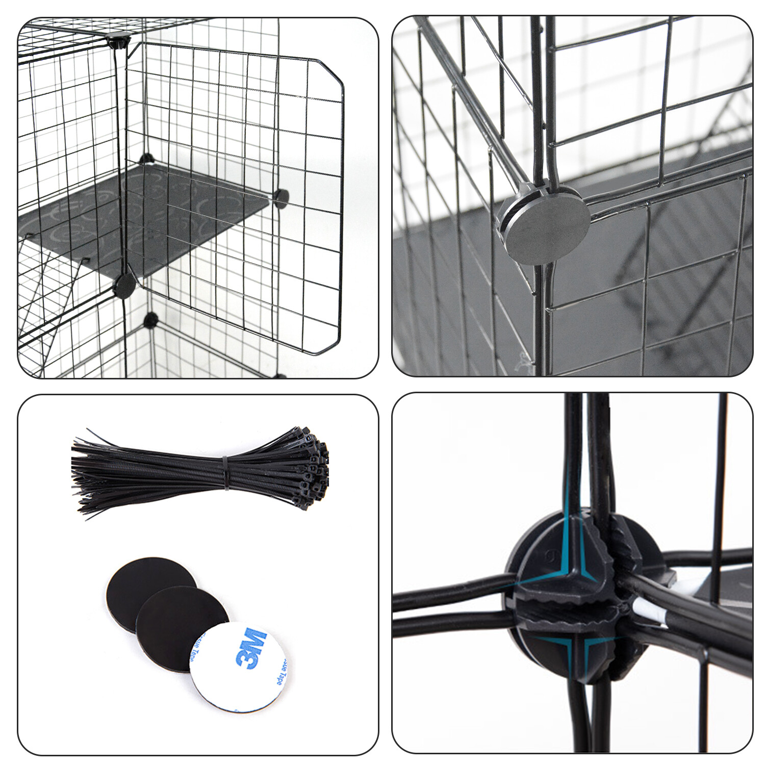 Cat Cage with Storage Cube DIY Indoor Catio Cat Enclosures Metal Cat Playpen