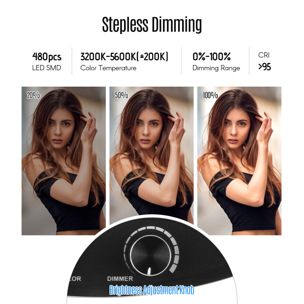 18'' inch LED Ring Light Kit W/ Stand Tripod Dimmable 5500K