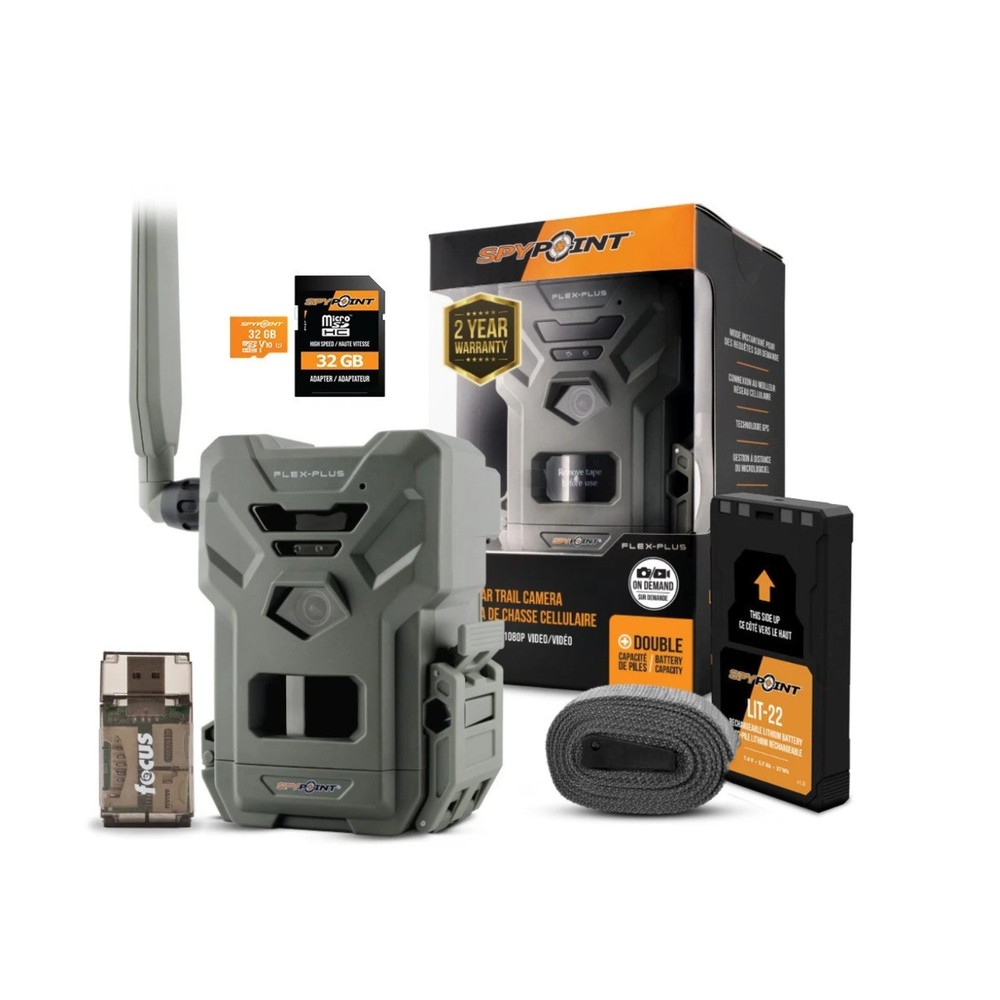 Spypoint Flex-Plus Cellular Trail Camera MicroSD Card Reader Bundle