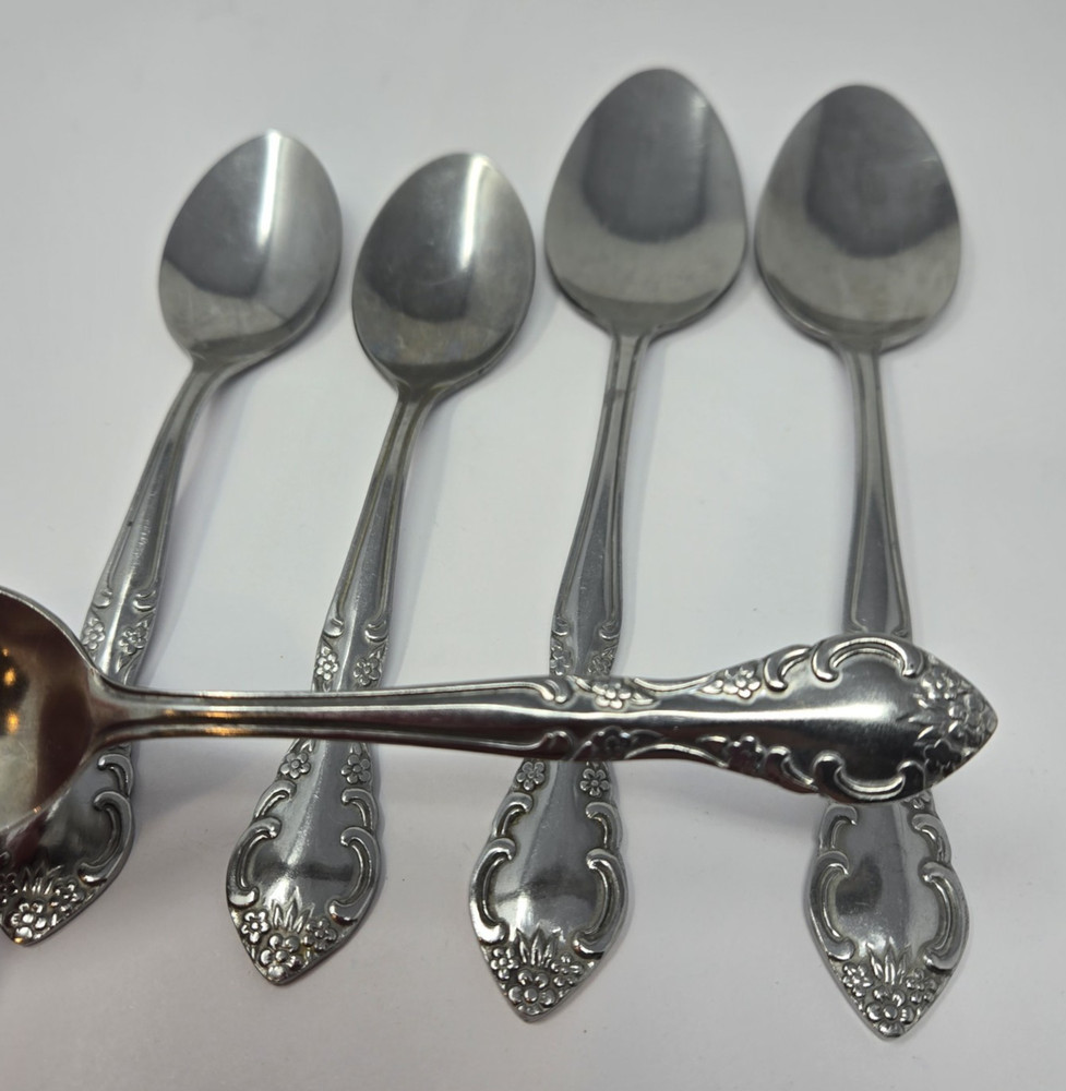 Gibson CLASSIQUE Flatware Teaspoons Oval Dinner & Sugar Spoon -Scroll Floral
