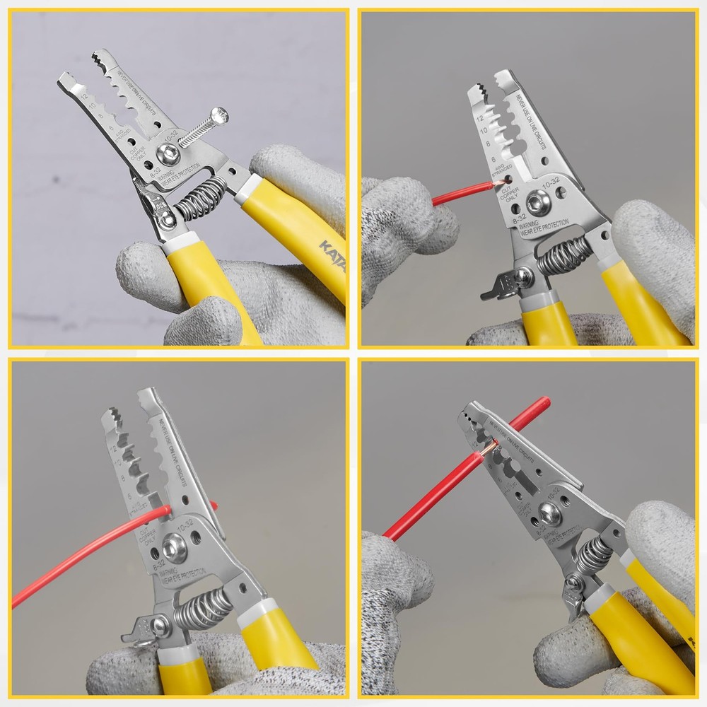 KATA 7 Inch Wire Stripper, Cutter, Stripping/Cutting Tool for Yellow