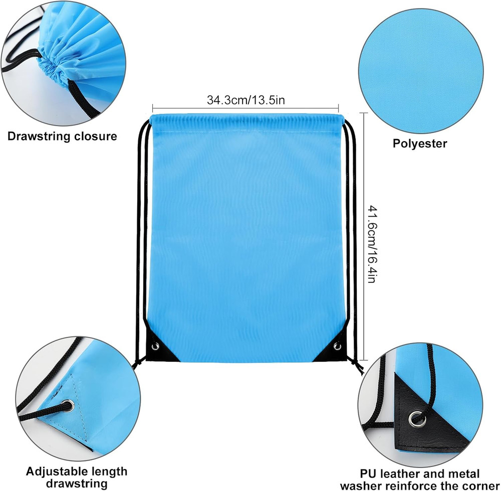 6Pcs Drawstring Backpacks Bulk String Bag Cinch Sack Pack Storage Knapsack Polye