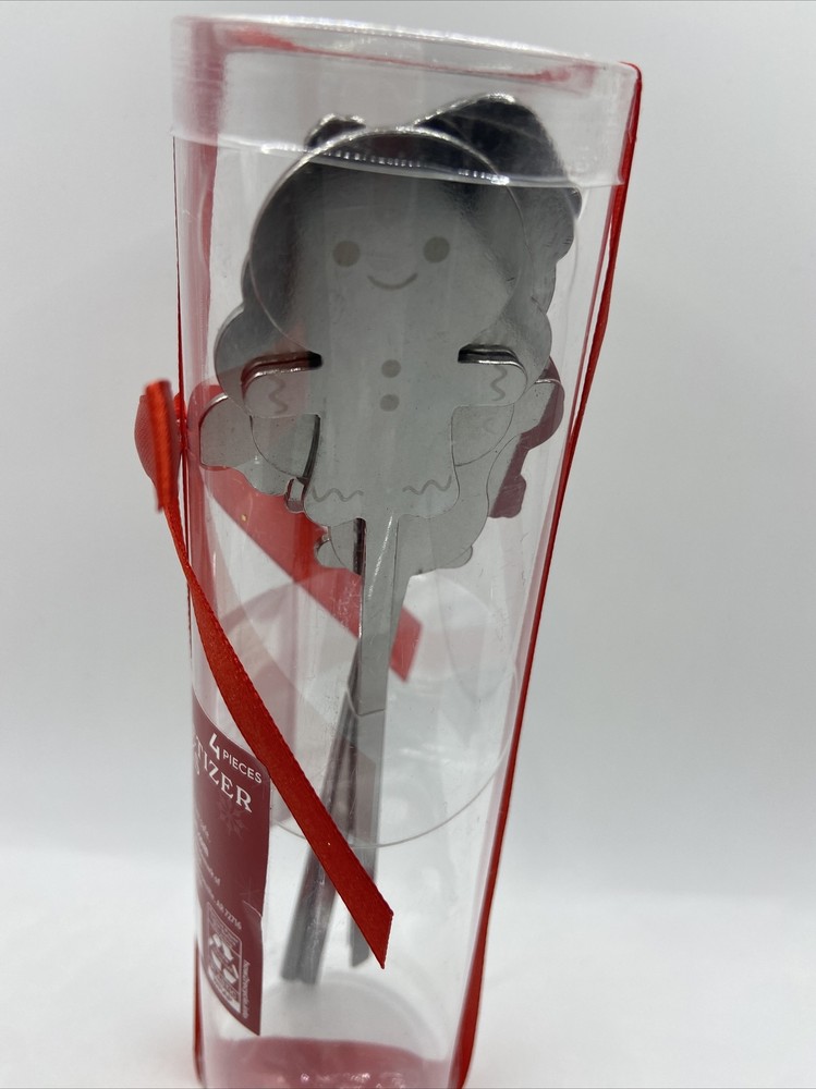 Holiday Time 4 Piece Appetizer Picks Christmas Theme Reusable Kitchen Utensils