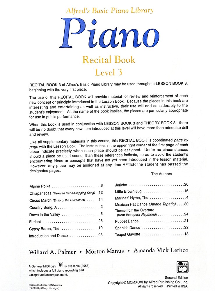 Alfred's Basic Piano Library Recital Book Level 3