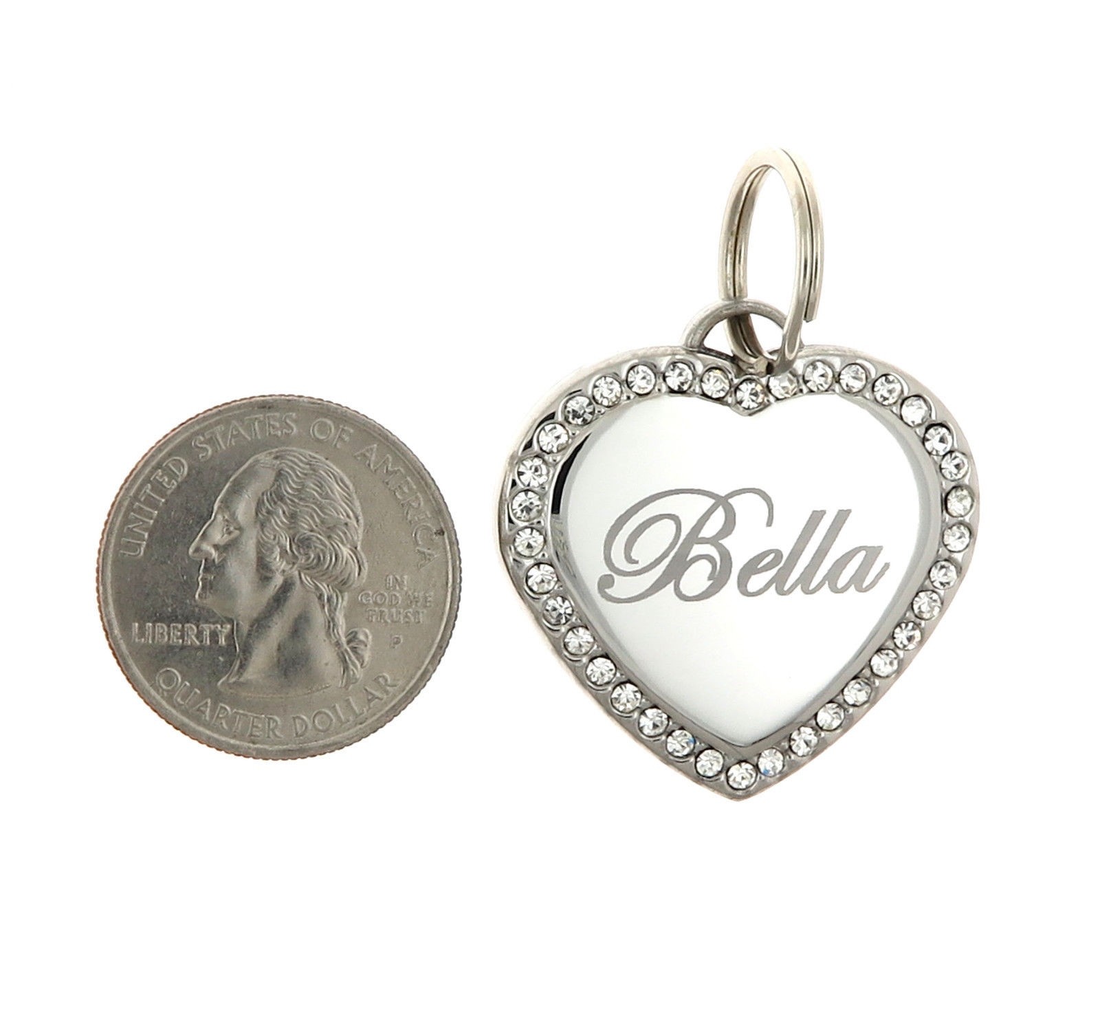 Custom Engraved Personalized Stainless Steel Heart Shape Dog Tag Pet ID Name