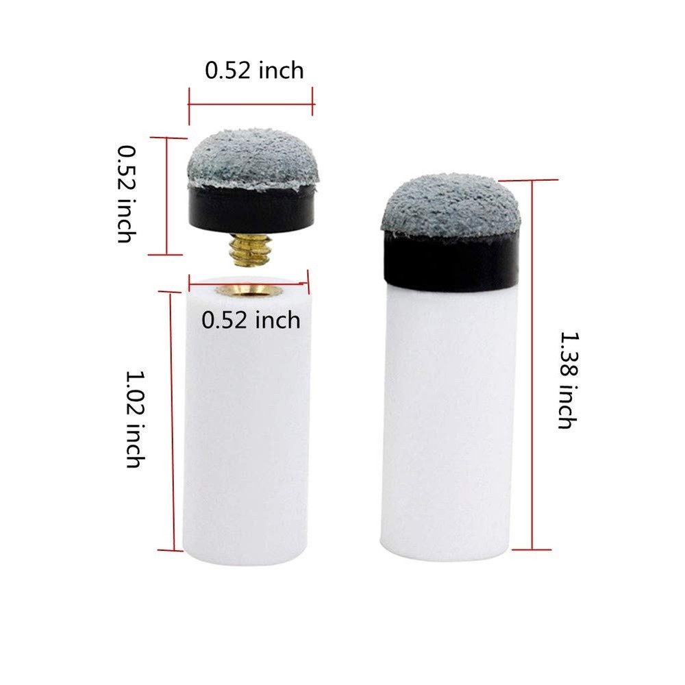 30 PCS 13mm Soft Grey Cue Tips Billiard Replacement ScrewOn Stick Ferrules