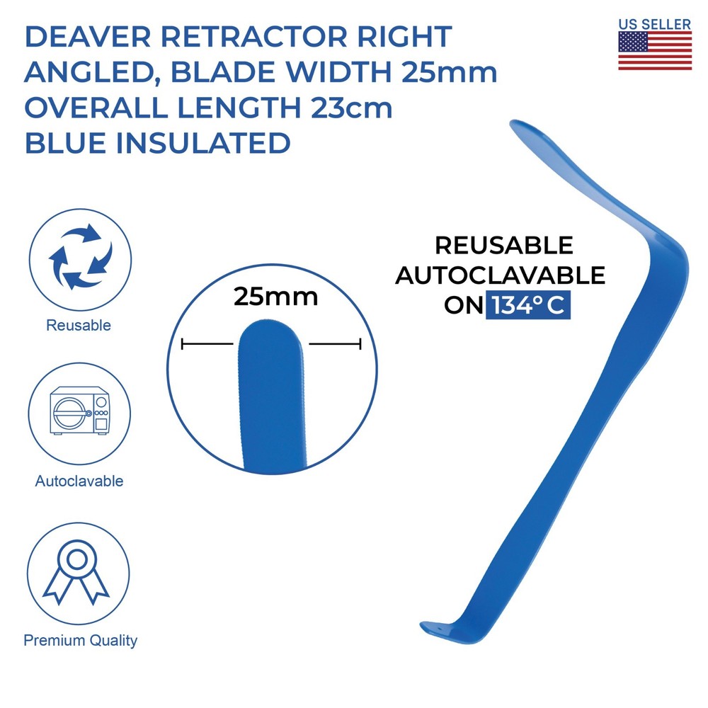 Insulated Deaver Right-Angled Retractor 9" 1" Blade Width surgical Instruments