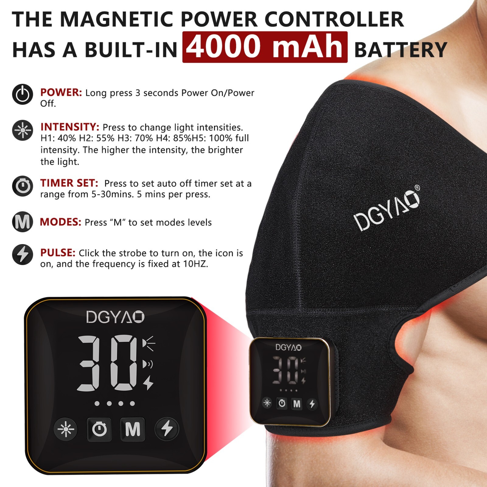 Near Infrared Red Light Therapy Device for Neck Back Pain Relief Shoulder Belt