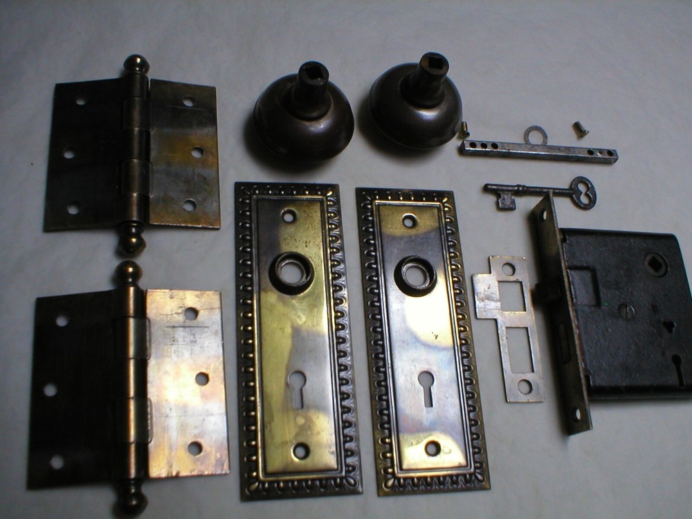 Antique Victorian Era Door Hardware with Hinges