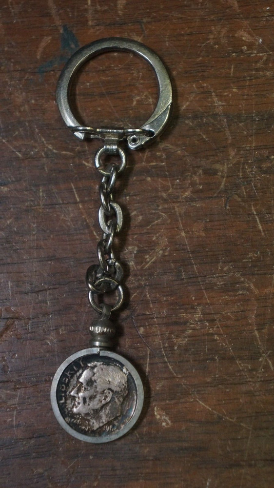 1964 SILVER DIME CIRCULATED KEY CHAIN