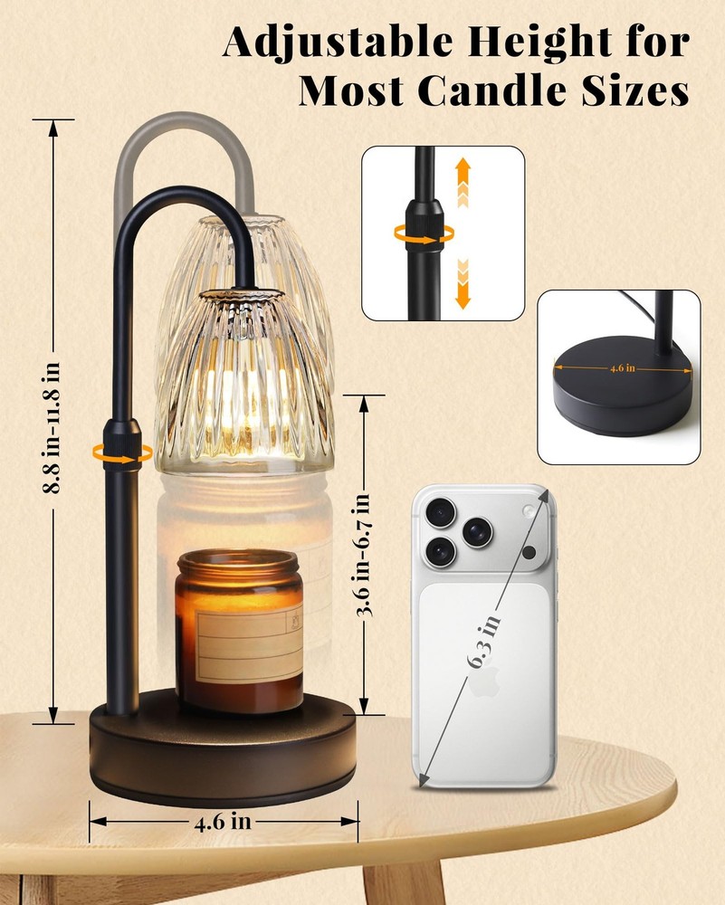 Dimmable Candle Warmer Lamp with Timer Adjustable Height, for Mom, Home Decor...