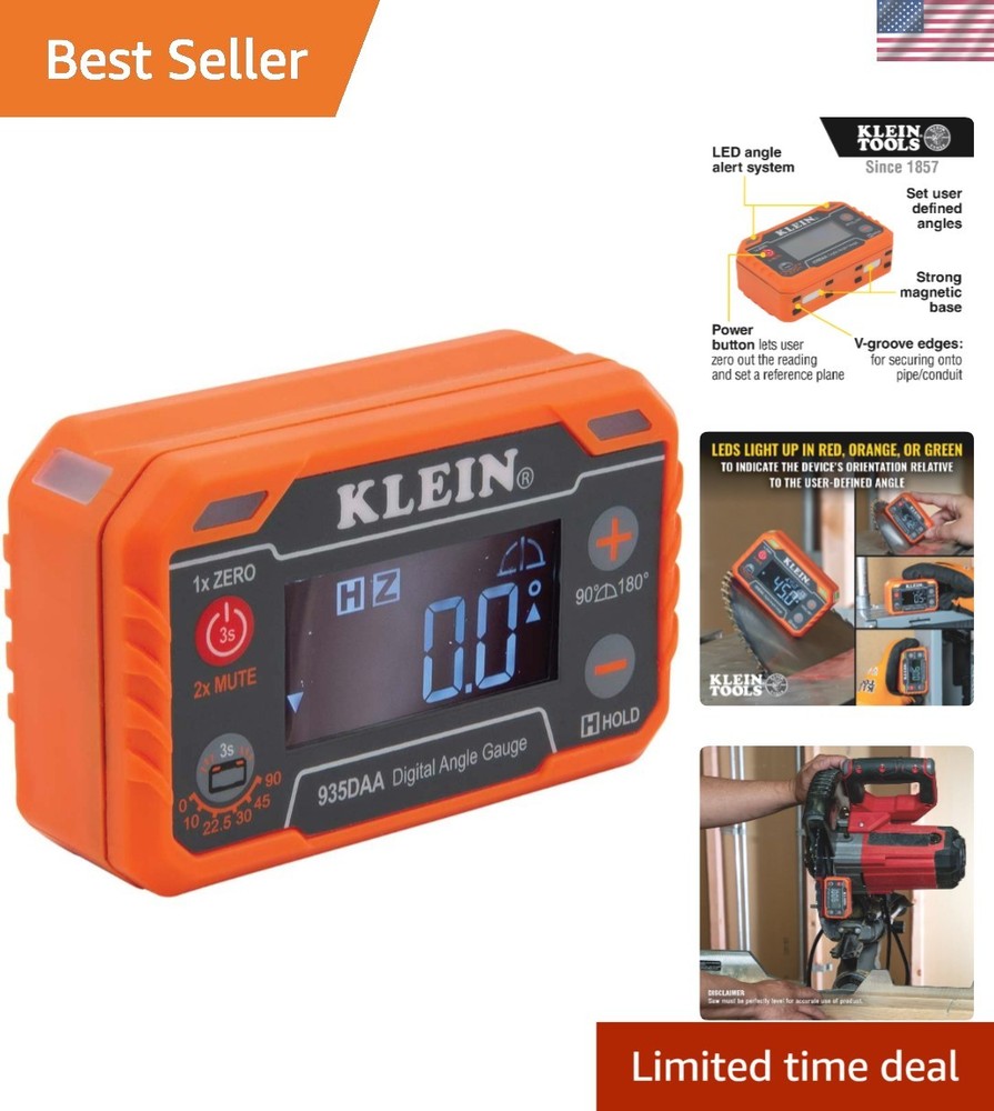 Digital Level and Angle Gauge Measure Set Angles LED Alert 0 180 Deg