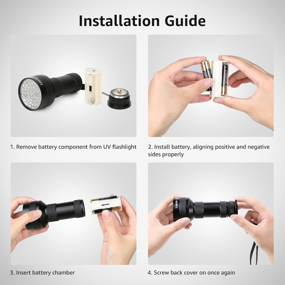 Lepro 51 LEDs UV Light Handheld Blacklight, Flashlight Black zzzz-s,