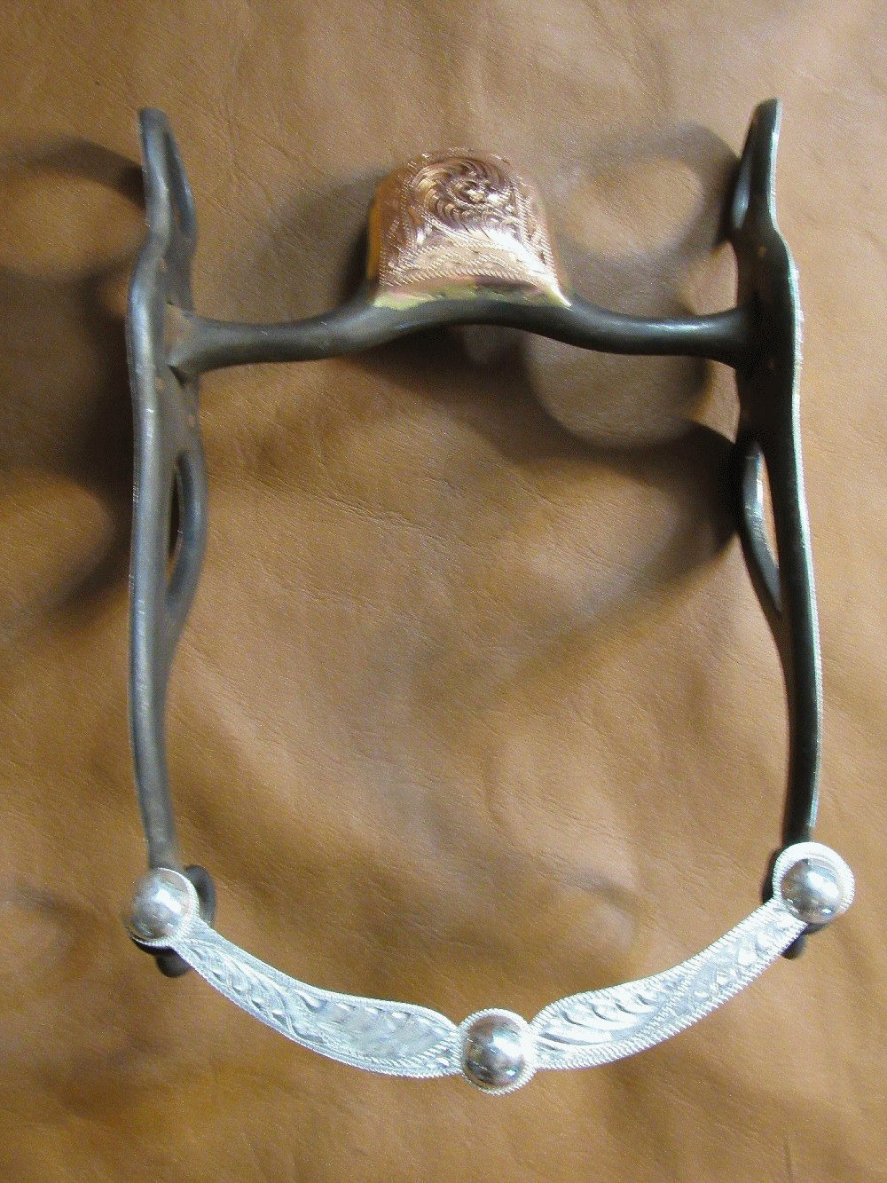 E Garcia Concho Overlay Mona Lisa Silver Bit Brown Finish