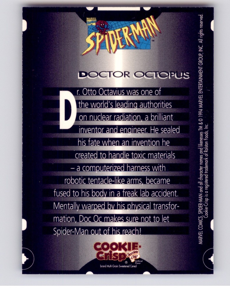 1994 Marvel Comics Spider-Man Cookie Crisp /SEE DROP DOWN MENU 4 CARD U WILL GET