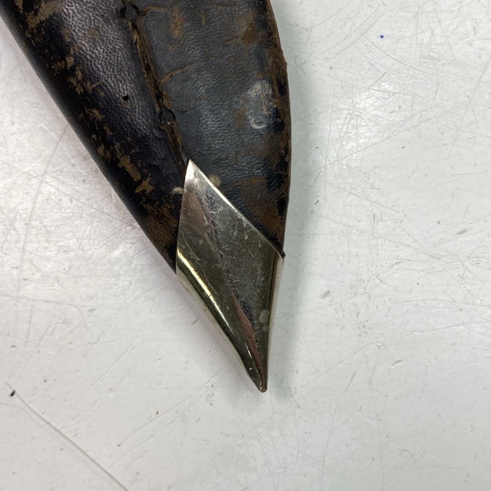 Kukri Knife w/ Ebony Handle Etched Blade With Scabbard 14”