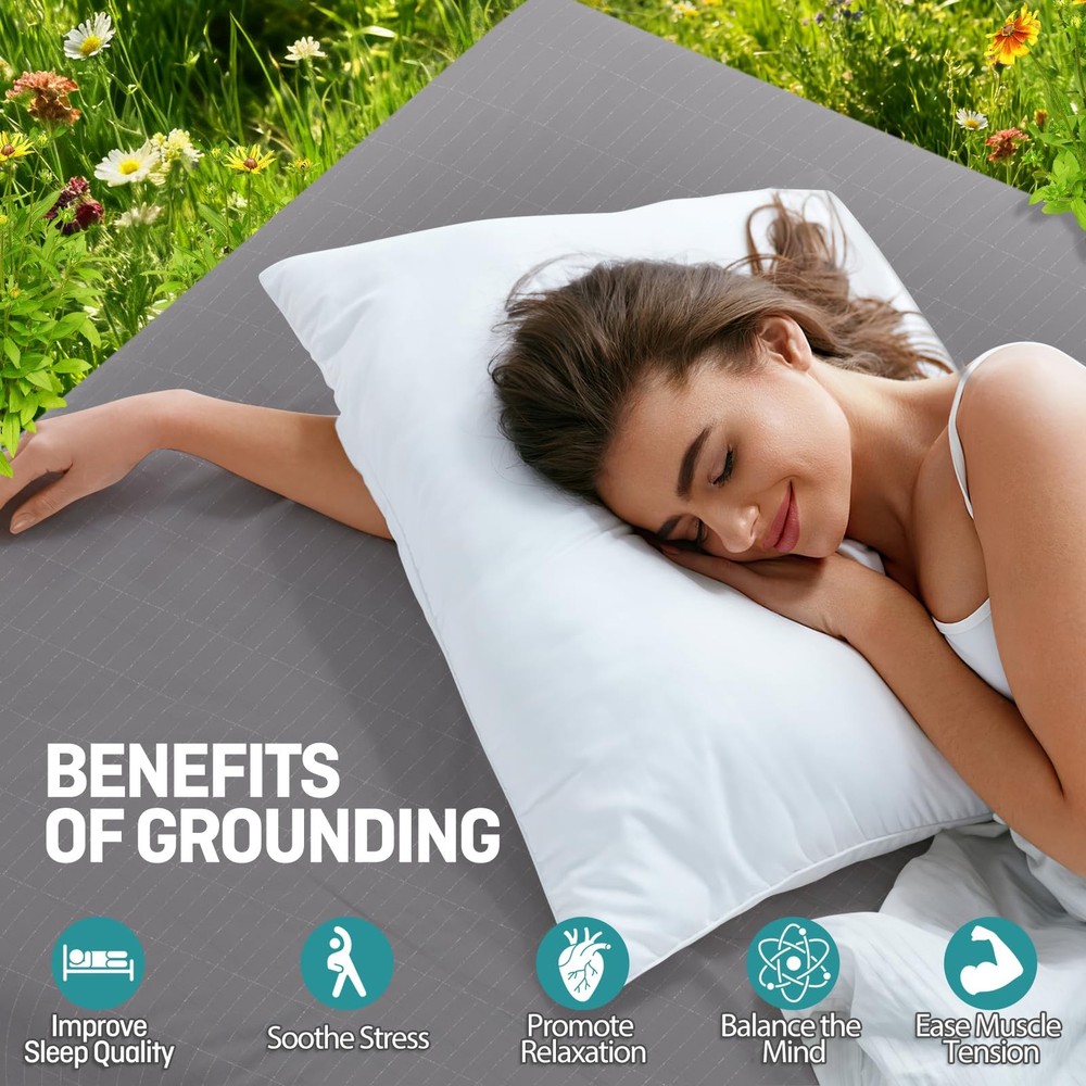 Grounding Fitted Sheets Queen Size, with Queen, Gray