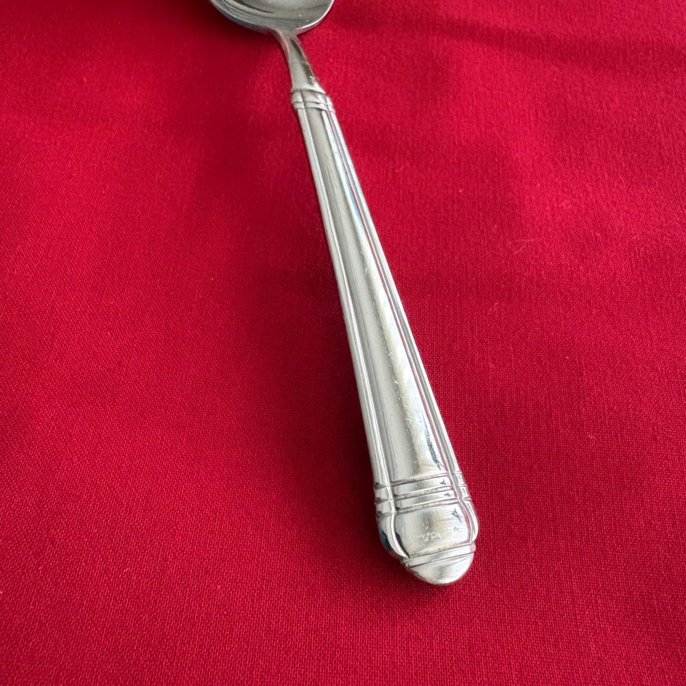 Studio UNKNOWN Vertical Bands Pierced Serving Spoon 9 1/4" Stainless Steel