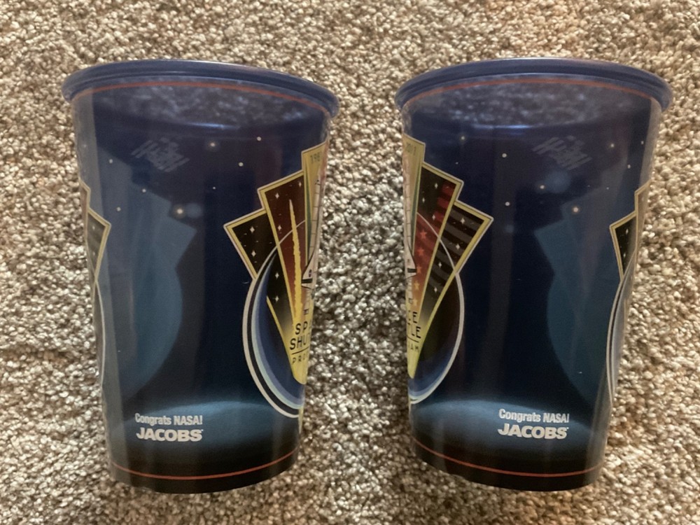 NASA Space Shuttle Memorabilia: Sticker, Plastic Cups, and Commemorative Program