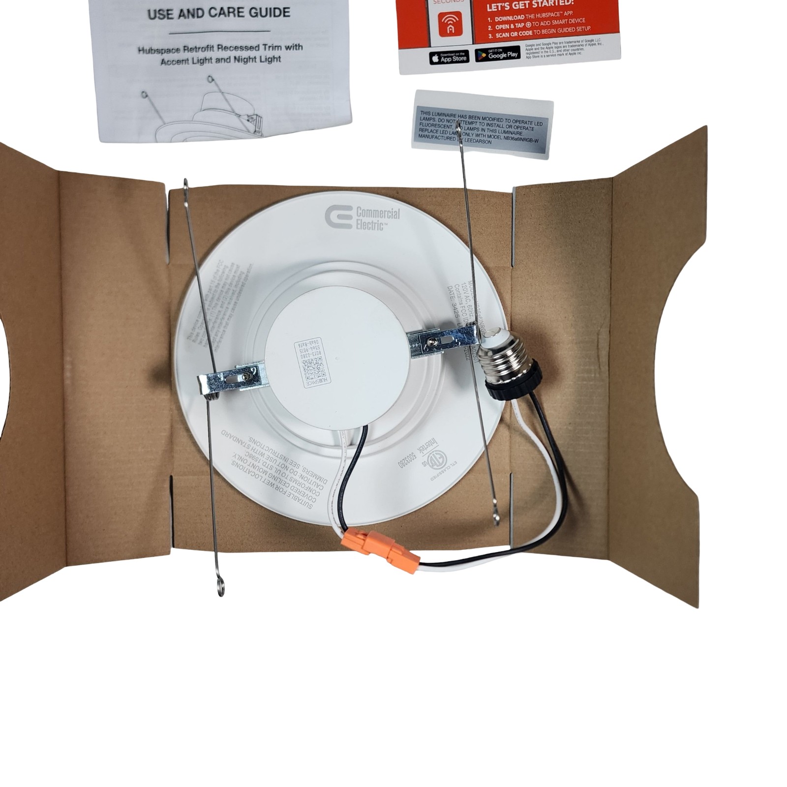 Commercial Electric Hubspace Smart LED Recessed Light 5/6in RGBW Dimmable Alexa