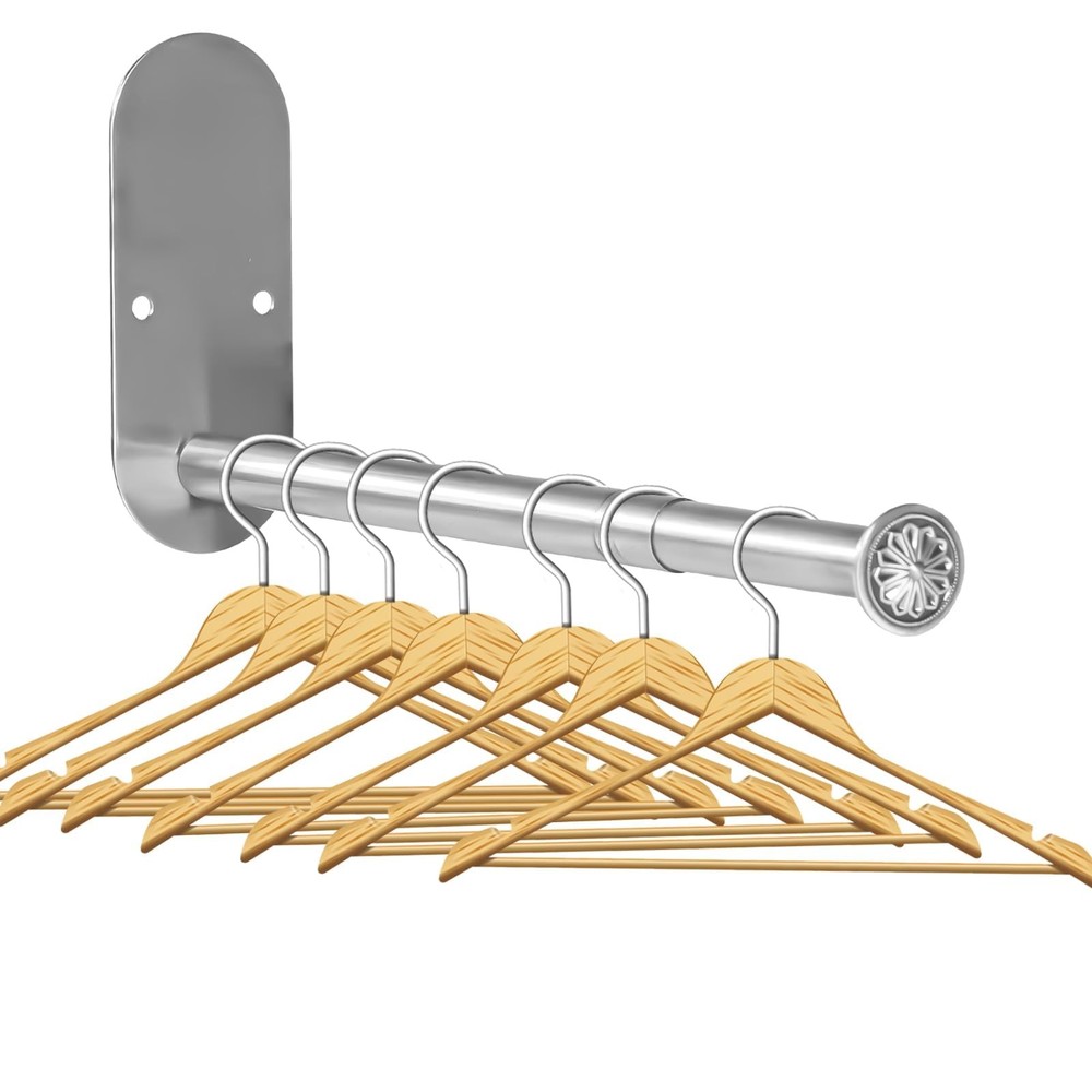 2-Section Stainless Steel Clothes Hanger Storage, Retractable Space Saving Cl...