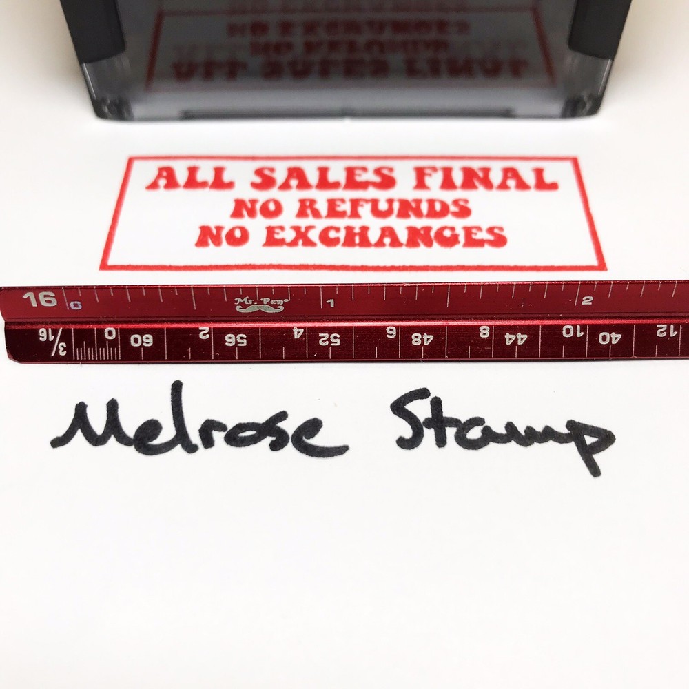 All Sales Final No Refunds No Exchanges Rubber Stamp Red Ink Self Inking