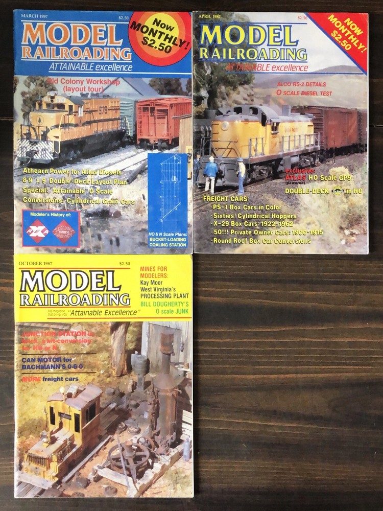 Model Railroader Magazine - 1987, 3 Issues Lot