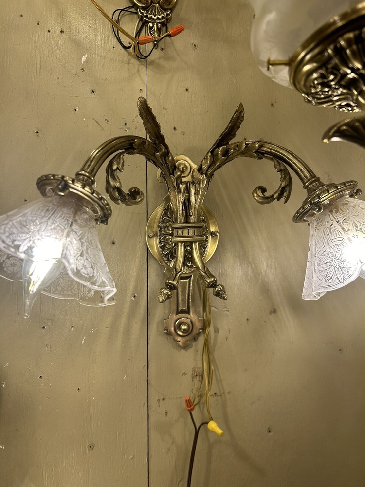 pair french bronze sconces