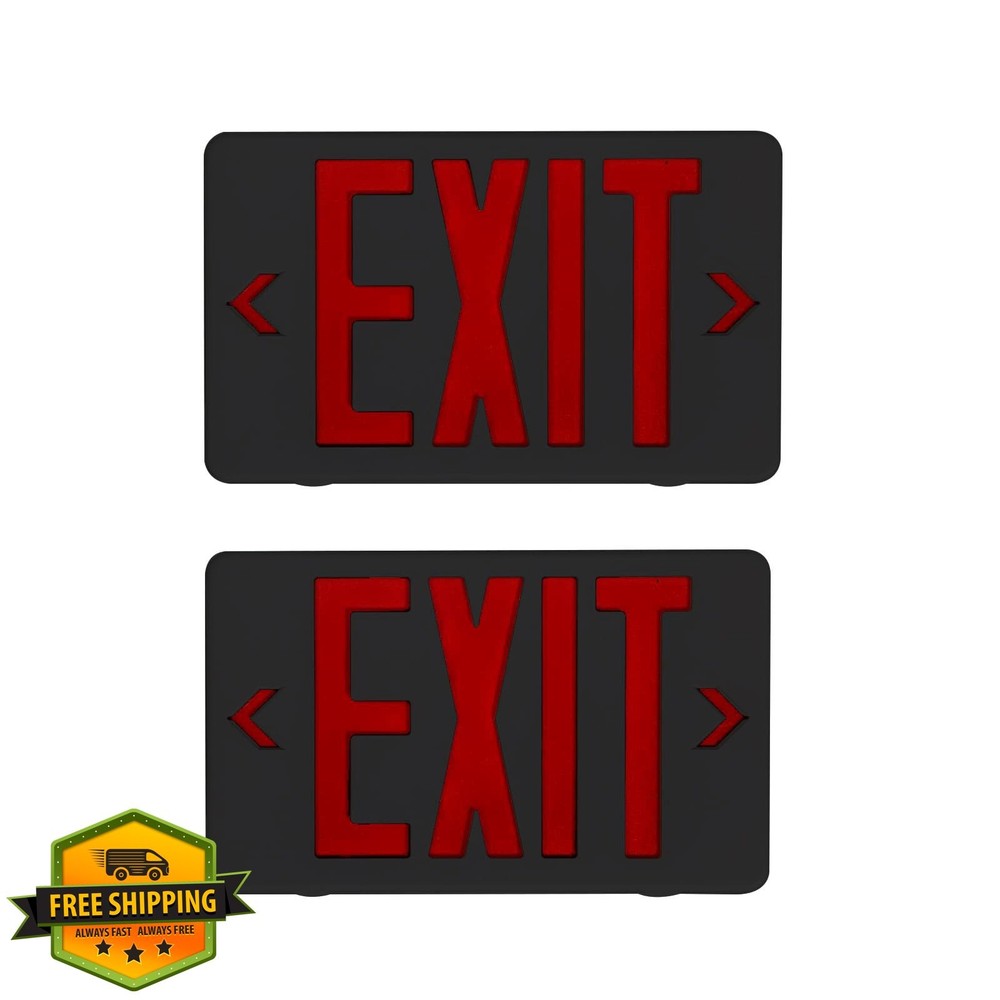 CM MZY Black Exit Sign, Red Double Face Emergency Sign,Emergency Exit Light w...
