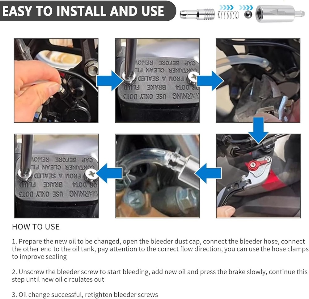 Compact Brake Fluid Bleeder Tool with One-Way Valve - Essential Car Accessory