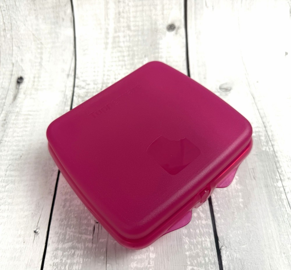 Tupperware Sandwich Cheese lunchmeat Keeper Container Pink Square Locking 0132