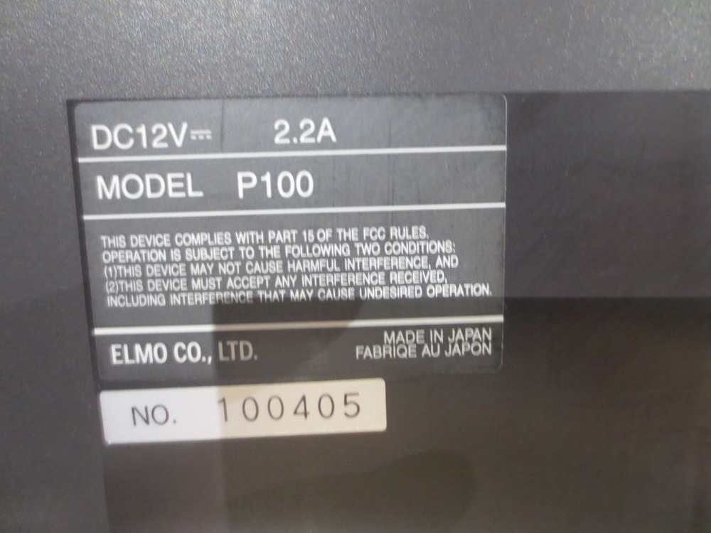 ELMO P100 Visual Presenter & Document Camera No Power Adapter