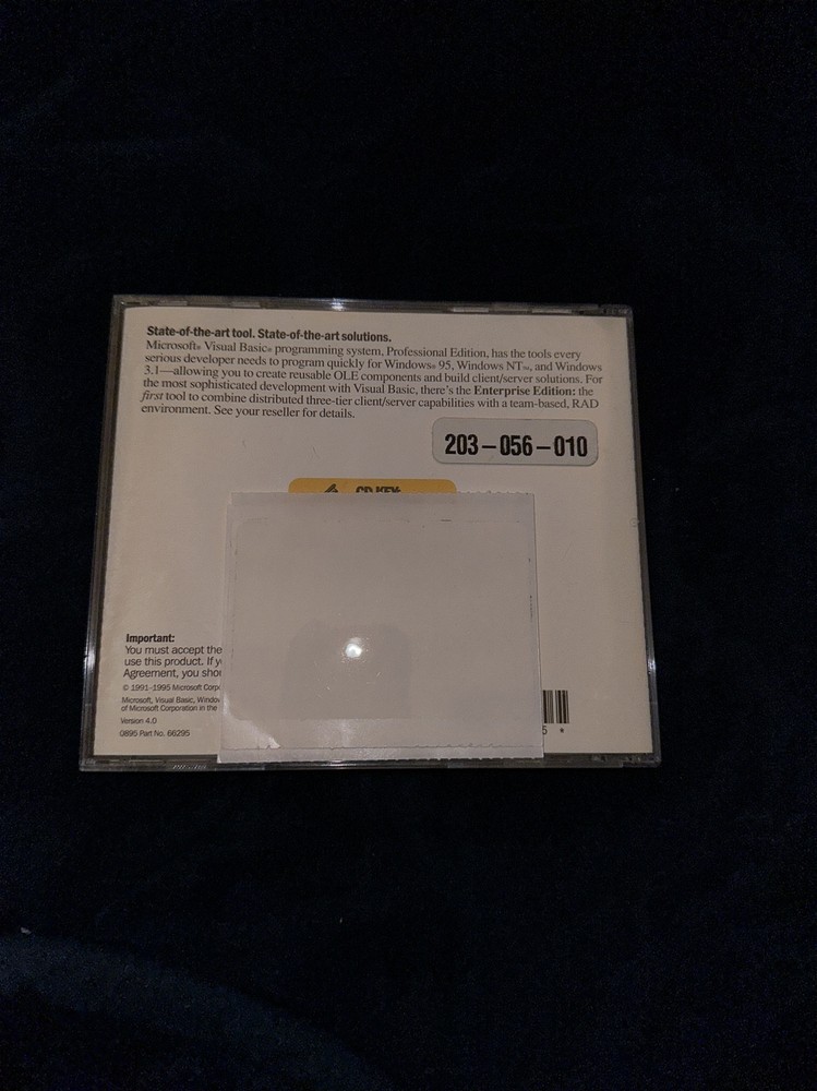 Microsoft Visual Basic Professional Edition 4.0 W/ CD Key Windows 95 NT 3.1