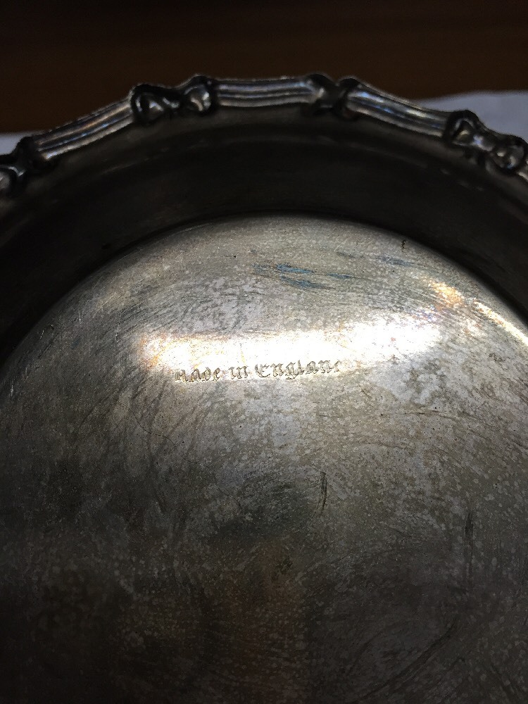 Silver Plated Made In England Engraved Trinket Dish