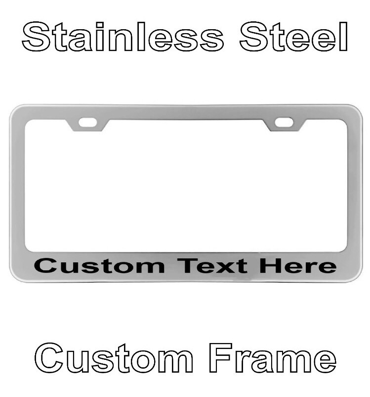 Personalized Engraved License Plate Tag Frame Text Letter Holder Chrome Custom