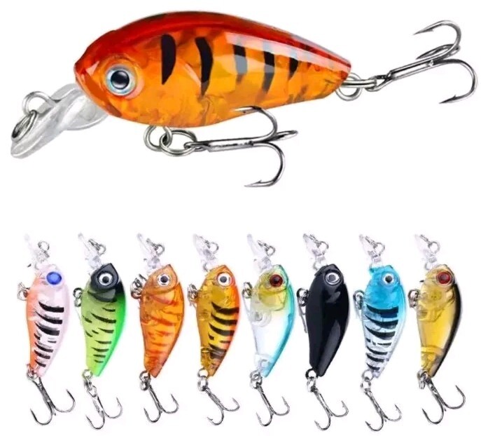 8pcs 4.5cm/4g Minnow Crankbaits Fishing Lures Tackle Hard Bait W/2 Treble Hooks