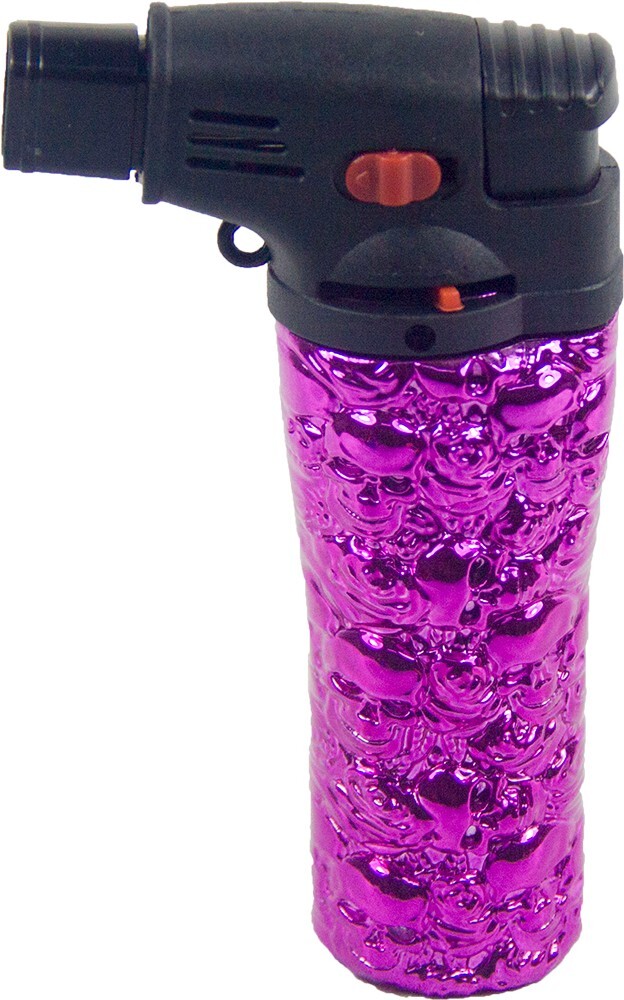 5 Pack 4.3" Jet Torch Gun Lighter Refillable Lockable Adjustable Engraved Skull2