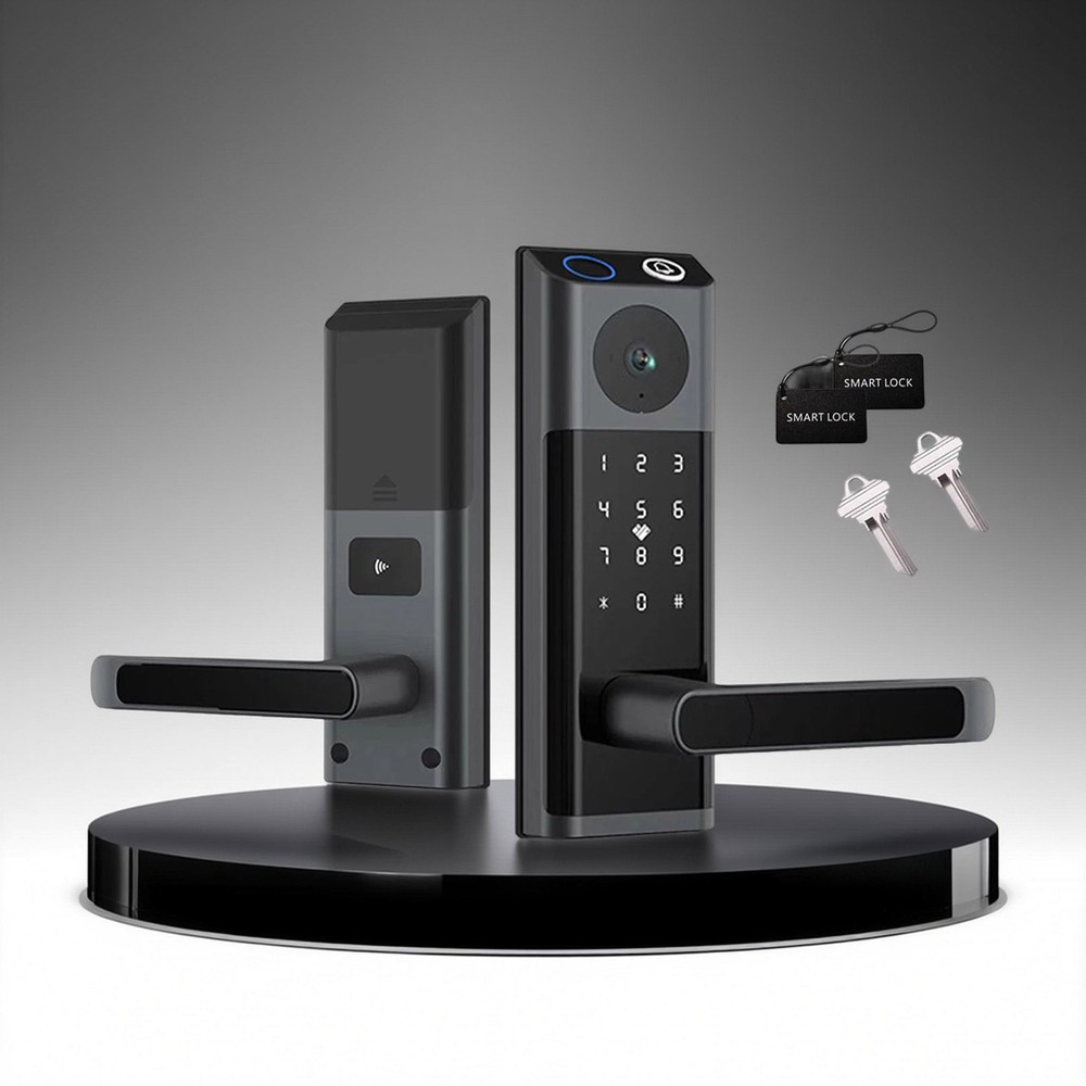 Smart Door Lock Fingerprint Camera Handle Keyless WiFi APP Control