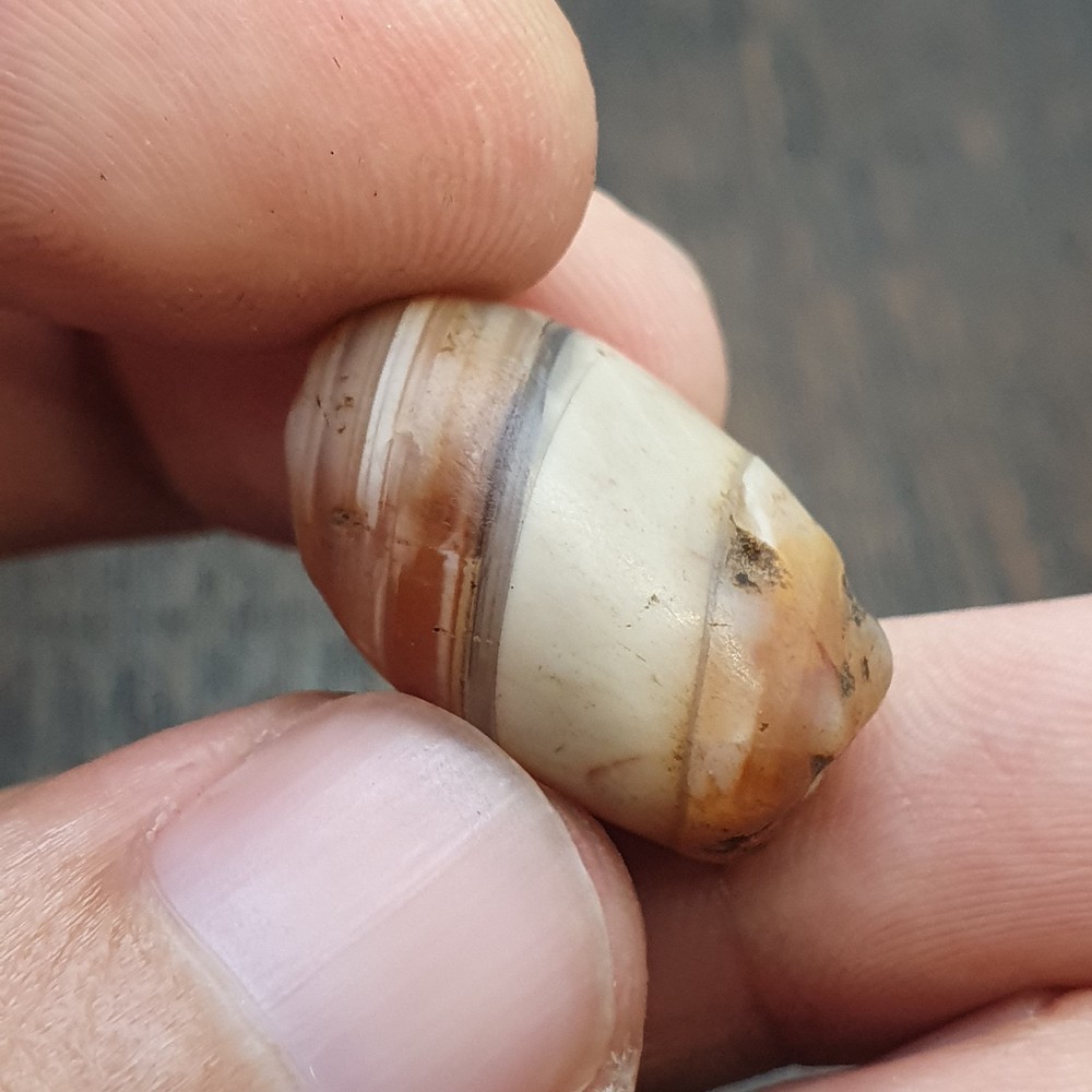 Antique Ancient rare red and White unique Stripes agate bead