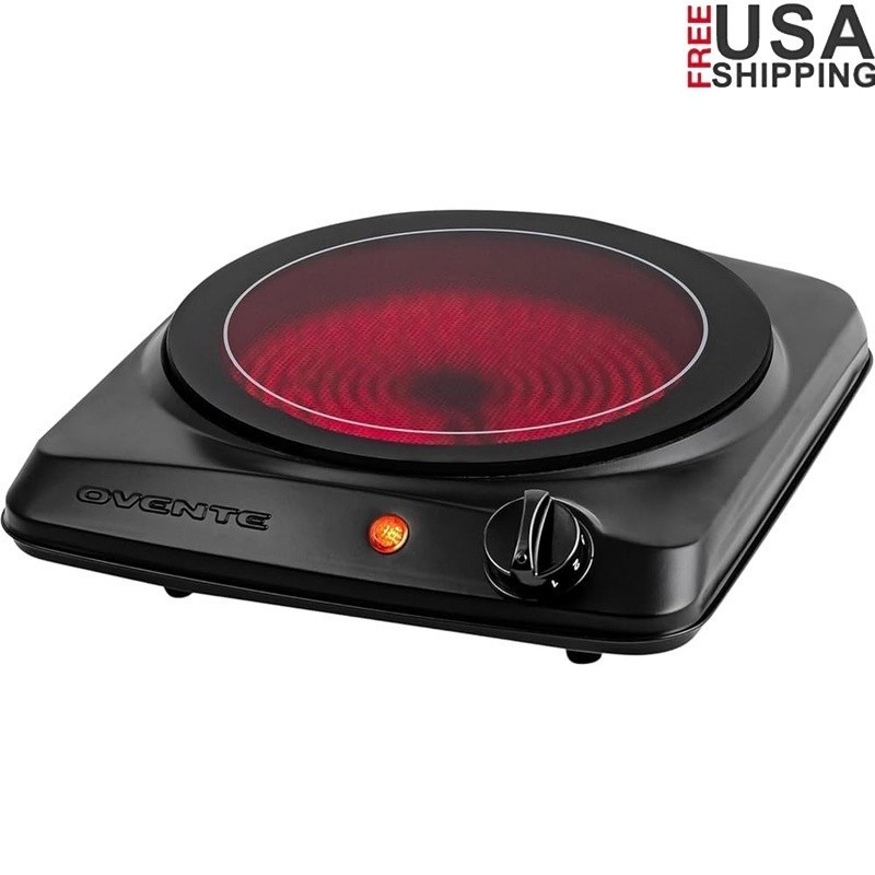 Portable Electric Infrared Cooktop Adjustable Temp Easy Clean Countertop Burner