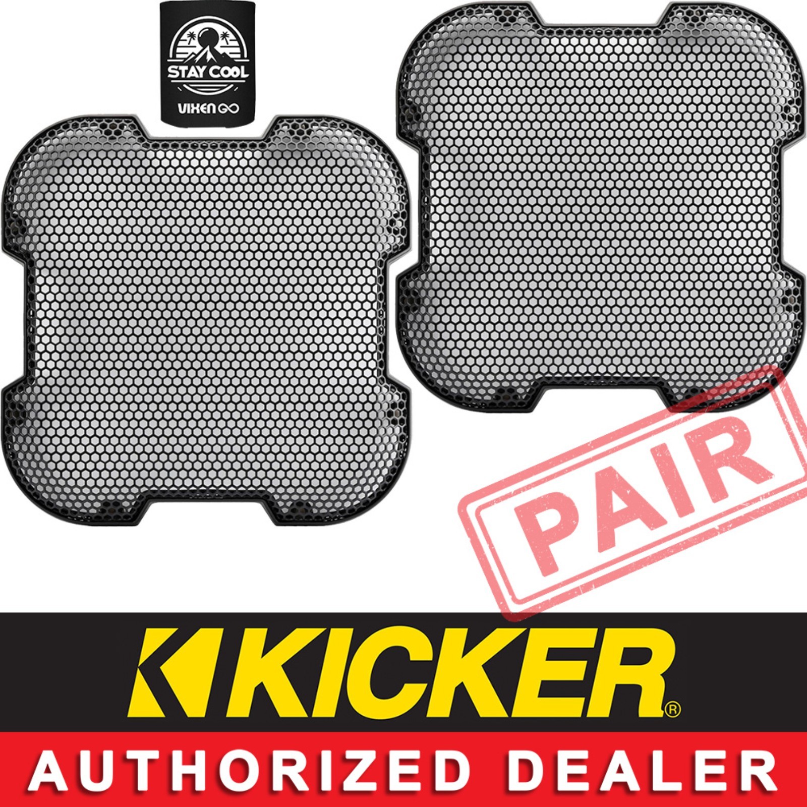 KICKER 52GL78 8" SQUARE STEEL MESH SUBWOOFER GRILLE/GRILL FOR L7S,L7R,L7T PAIR