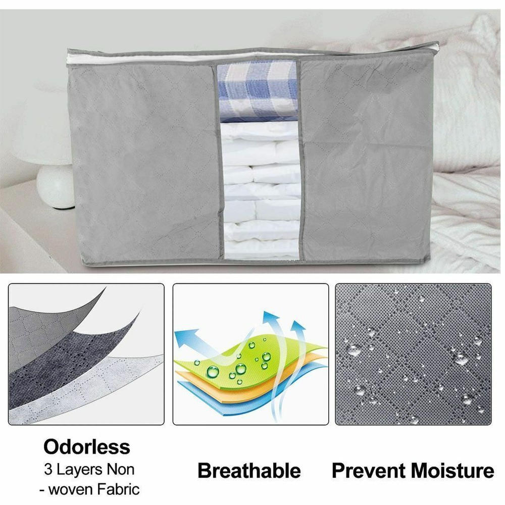Large Clothes Storage Bags Organizer Foldable for Comforter Blanket Clear Window